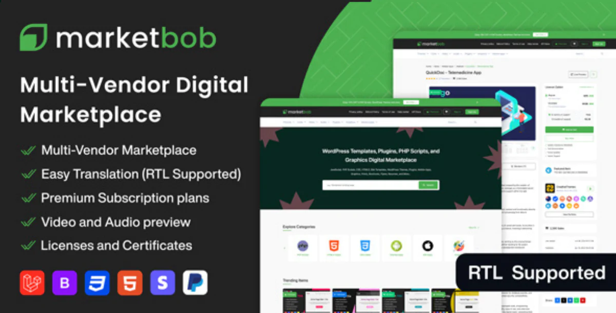 ✅ Marketbob – Multi-Vendor Digital Marketplace PHP Script | Sell Digital Products Source Code